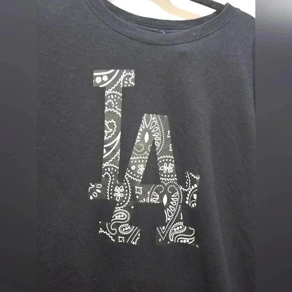 New Era Los Angeles Dodgers Black Logo T-Shirt Tee Men's Large - Picture 2 of 5